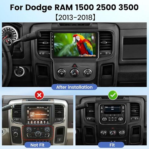 EKAT Car Radio for Dodge RAM 1500 2500 3500 2013-2018 (Only for Manual A/C), [2G+64G] Android 13 Touch Screen Stereo, Carplay/Android Auto/HiFi Audio/SWC/Bluetooth/WiFi Hotspot in Saudi Arabia