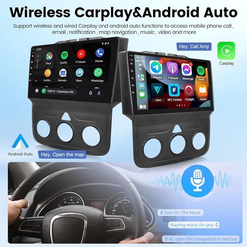 EKAT Car Radio for Dodge RAM 1500 2500 3500 2013-2018 (Only for Manual A/C), [2G+64G] Android 13 Touch Screen Stereo, Carplay/Android Auto/HiFi Audio/SWC/Bluetooth/WiFi Hotspot in Saudi Arabia
