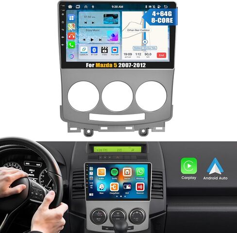[8 Core 4G+64G] ستيريو سيارة Android 13 لسيارة Mazda 5 2007-2012 مع Apple Carplay Android Auto، شاشة لمس 9 بوصات راديو سيارة Mazda 5 مع WiF/GPS، بلوتوث، راديو FM/RDS، كاميرا احتياطية SWC+AHD in Saudi Arabia