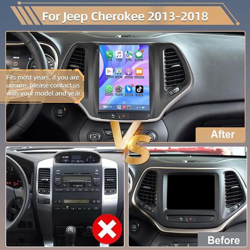 Podofo for Jeep Cherokee 2013-2018 Car Stereo Radio [2+64G] with Wireless Apple CarPlay Android Auto, 9.7" Touch Screen Bluetooth Audio with GPS Navigation Mirror Link WiFi RDS Hi-Fi Backup Camera MIC in Saudi Arabia