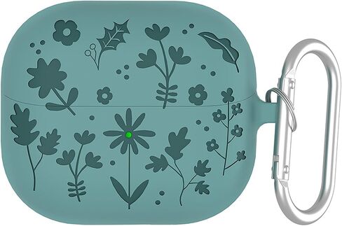Flower Engraved Case Compatible with Samsung Galaxy Buds3 Pro/Galaxy Buds3 with Keychain, Soft Silicone Full Shockproof Protective Cover for Galaxy Buds3 Pro, Front LED Visible in Saudi Arabia