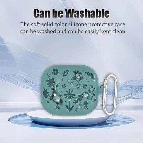 Flower Engraved Case Compatible with Samsung Galaxy Buds3 Pro/Galaxy Buds3 with Keychain, Soft Silicone Full Shockproof Protective Cover for Galaxy Buds3 Pro, Front LED Visible in Saudi Arabia