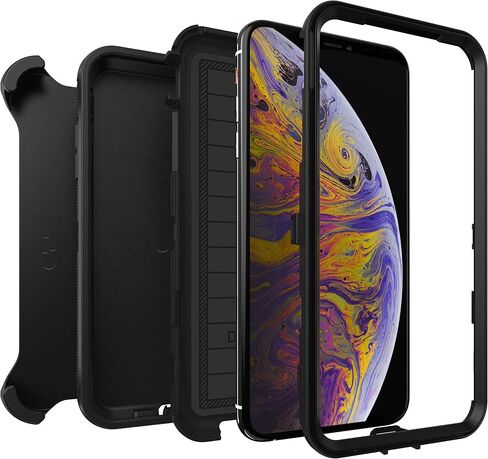 OtterBox Defender Series Rugged Case & Holster for iPhone Xs MAX (ONLY) Retail Packaging - with Microbial Defense (Black) in Saudi Arabia