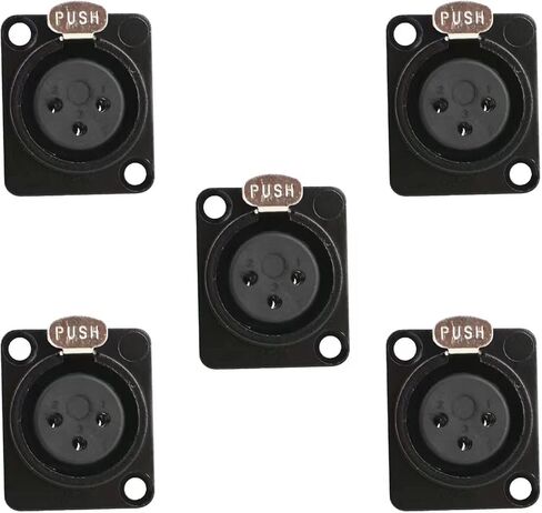 5 قطع XLR أنثى جاك 3 دبوس لوحة جبل الرافعات، XLR أنثى موصل مقبس الإسكان المعدني الأسود in Saudi Arabia