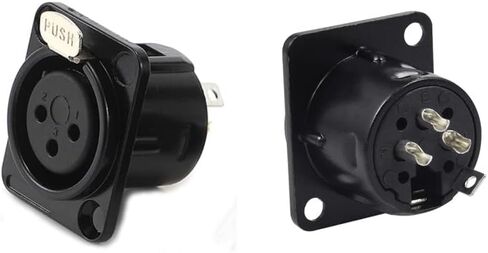 5 قطع XLR أنثى جاك 3 دبوس لوحة جبل الرافعات، XLR أنثى موصل مقبس الإسكان المعدني الأسود in Saudi Arabia