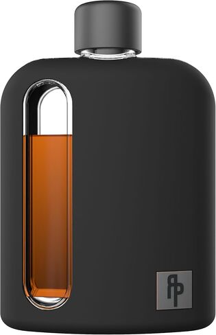 Ragproper Modern Glass Hip Flask - Durable Leather Covered Flask for Whiskey, Spirits, & Other Liquor - Ideal Glass Flask for Men & Women (Single Shot 100ml, Leather Dark Brown) in Saudi Arabia