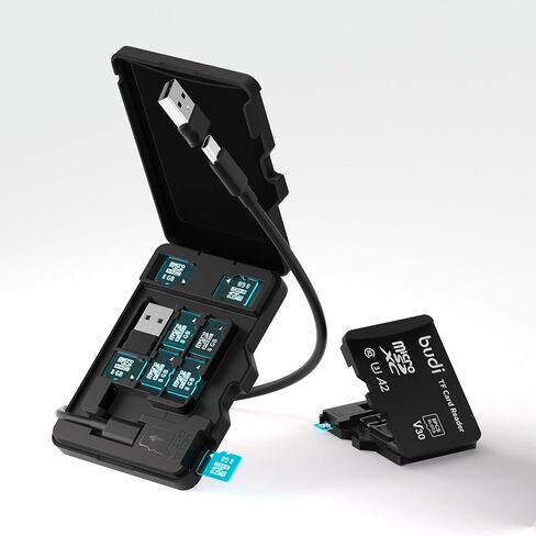 قارئ بطاقة الذاكرة BUDI Micro SD مع 8 فتحات، حافظة تخزين بطاقة الذاكرة على شكل TF تدعم توافق USB من النوع C وUSB مع iPhone 15/14/13/12/11/Pro Max/الأجهزة اللوحية/Android/Mac/الكمبيوتر/الكاميرا in Saudi Arabia