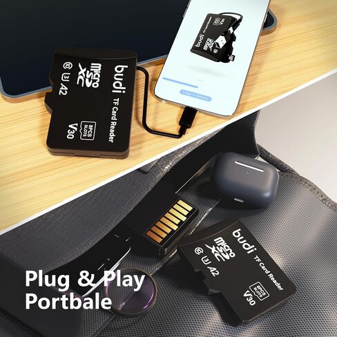 قارئ بطاقة الذاكرة BUDI Micro SD مع 8 فتحات، حافظة تخزين بطاقة الذاكرة على شكل TF تدعم توافق USB من النوع C وUSB مع iPhone 15/14/13/12/11/Pro Max/الأجهزة اللوحية/Android/Mac/الكمبيوتر/الكاميرا in Saudi Arabia