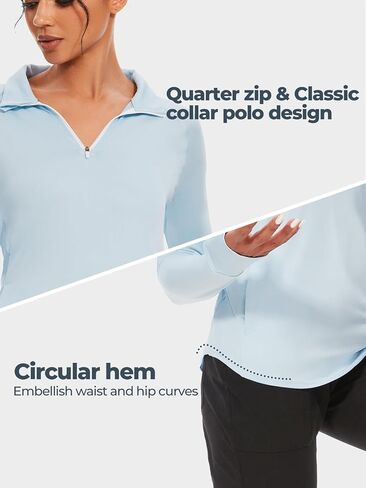 M MOTEEPI Long Sleeve Shirts for Women with Thumb Hole Quick-Dry Womens Golf Shirt Pullover UPF 50+ Ladies Sun Shirts in Kuwait