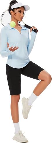 M MOTEEPI Long Sleeve Shirts for Women with Thumb Hole Quick-Dry Womens Golf Shirt Pullover UPF 50+ Ladies Sun Shirts in Kuwait