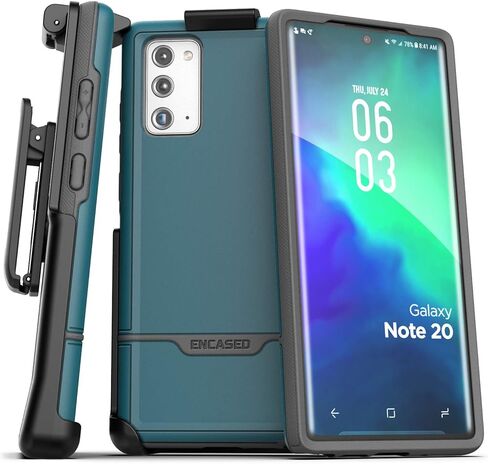 Encased Galaxy Note 20 Belt Clip Protective Holster Case (2020 Rebel Armor) Heavy Duty Rugged Full Body Cover with Holder for Samsung Note 20 (Blue) in Saudi Arabia
