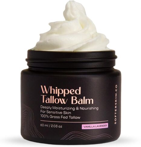 Beef Tallow for Skin (Unscented 2 oz) - Whipped Tallow Balm for Face and Body - Natural Moisturizer for Sensitive Dry Skin - Handmade Body Butter - 100% Grass-Fed - Gentle Skincare Cream - Belly Butter Lotion in Saudi Arabia