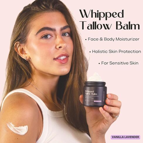 Beef Tallow for Skin (Unscented 2 oz) - Whipped Tallow Balm for Face and Body - Natural Moisturizer for Sensitive Dry Skin - Handmade Body Butter - 100% Grass-Fed - Gentle Skincare Cream - Belly Butter Lotion in Saudi Arabia