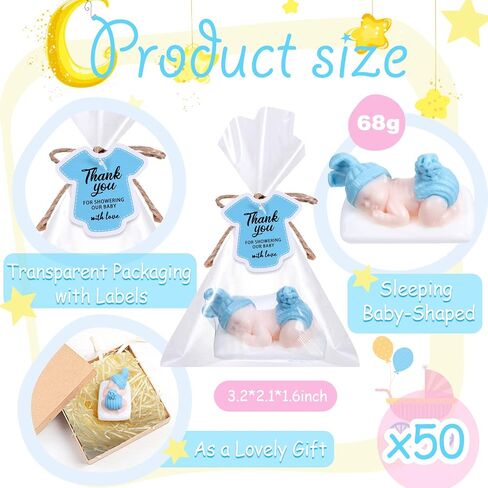 24 Packs Baby Shower Soap Favors Baby Shower Favors Handmade Sleeping Baby Gift Soap Baby Shower Scented Soap Favors with Gift Tags for Guests Girl Boy Baby Shower Favors Decor (Classic Blue) in Kuwait
