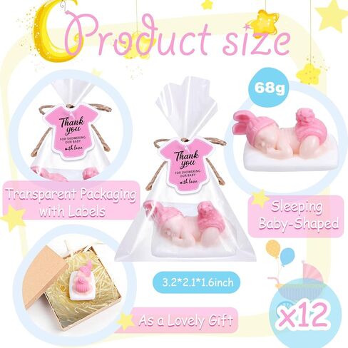 24 Packs Baby Shower Soap Favors Baby Shower Favors Handmade Sleeping Baby Gift Soap Baby Shower Scented Soap Favors with Gift Tags for Guests Girl Boy Baby Shower Favors Decor (Classic Blue) in Kuwait