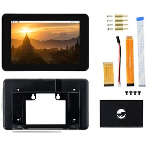 7inch Raspberry Pi LCD Capacitive Touch IPS Display Screen with Protection Case 1024×600 DSI Interface for Raspberry Pi 4 Model B Raspbian @XYGStudy (7inch DSI LCD (C) (with case A))