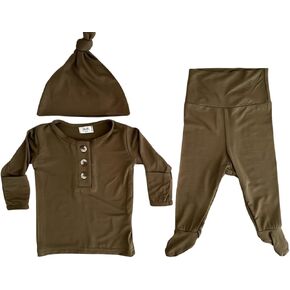 Coming Home Outfit and Hat Set for newborn boy and newborn girl, soft and stretchy gender neutral baby clothes, layette