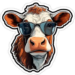 Cow Sticker Travel Outdoors Decal Vinyl Small Waterproof for Water Bottle Mug Passport Book Scrapbook Notebook Laptop Tumbler Skateboard Computer Phone Size 4" Funny Gift ID44990 in Saudi Arabia