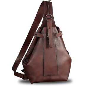 Genuine Leather Sling Bag for Men and Women Large Real Leather Sling Backpack Shoulder Crossbody Bag Chest Bags