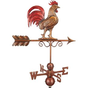 Good Directions 1975RED Bantam Red Rooster Weathervane, Pure Copper Hand Finished Multi-Color Patina