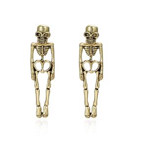 WCRAZYE Halloween Skeleton Skull Necklace Earring Set for Women Gothic Punk Halloween Skeleton Earrings Scary Halloween Party Earrings Halloween Accessories (Silver)
