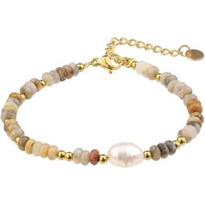 Colorful Beaded Pearl Bracelet for Women Natural Gemstone Bracelet Adjustable Turquoise Beaded Bracelet Freshwater Pearl Bracelet Boho Flat Beads Bracelet Summer Handmade Jewelry Accessories