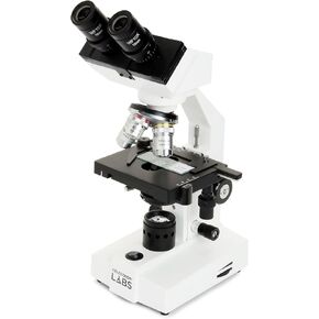 Celestron CB2000C Compound Binocular Microscope w/40x - 2000x power, mechanical stage, 4 Fully achromatic objectives, Abbe condenser, 10x and 20x eyepieces, coaxial focus, 10 prepared slides, 3 color filters, emersion oil
