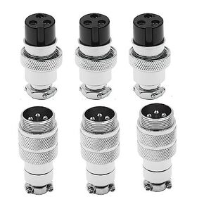 3P Aviation Connector GX20-3P Metal Male Female Wire Panel Power Connector Aviation Plug Silve 3 Sets