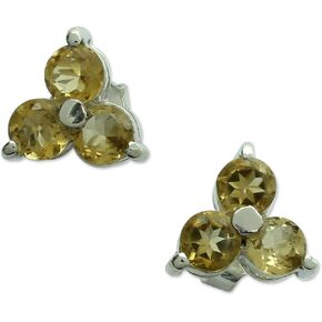 NOVICA Artisan Handmade Stud Earrings Triple from India Sterling Silver Birthstone [0.3 in L x 0.3 in W x 0.1 in D]