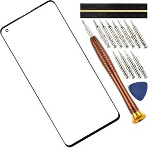 Glass Outer Screen Replacement for OnePlus 8,Front Glass Screen Black 6.55"