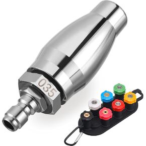 JOEJET Turbo Nozzle for Pressure Washer, Rotating Pressure Washer Nozzle with 1/4'' Quick Connect, 7 Nozzle Tips with Nozzle Holder, 3600 PSI