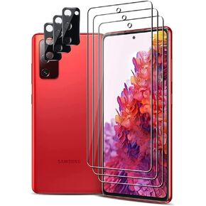 (3+3) For Samsung Galaxy S20 FE 5G / 4G (3 Pack) Tempered Glass Screen Protector and (3 Pack) 3D Camera Lens Protector, 9H Hardness, 2.5D, Anti Scratch, HD Clear