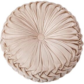 HLOVME Round Velvet Pillow for Couch Small Handmade Decorative Throw Pillow for Bed Bedroom 13.7" Pink in Saudi Arabia
