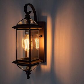 20'' H Copper Outdoor Wall Lights Large Oil Rubbed Bronze Exterior Lighting Fixtures Vintage Porch Lights with Clear Glass Wall Lantern for Patio Garage Front Porch 1 Pack