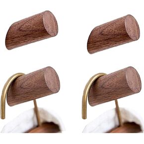Wood Wall Hooks, 4 Pack Coat Hooks Mounted Rustic Wooden Heavy Duty Robe Hook Hat Rack | for Hanging Bathroom Towels Clothes Hanger (Beech Wood)