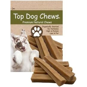 Top Dog Chews – Medium Himalayan Yak Cheese for Dogs, 100% Natural & Long-Lasting Dog Treats, Gluten Free & Digestible Cheese Sticks, Sold by The Pound (1LB, ~5 Dog Chews)