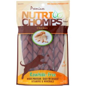 Nutri Chomps 6" Chicken Flavor Braid Dog Chew, 8 Count