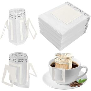 100 Pcs Portable Coffee Filter Paper Bag, Disposable Drip Hanging Ear Drip Coffee Bag, Single Serve Coffee Filter Bag Coffee Filter Bag Perfect for Travel Camping Home Office