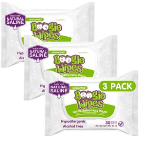Baby Wipes Unscented by Boogie Wipes, Wet Wipes for Face, Hand, Body & Nose, Made with Vitamin E, Aloe, Chamomile and Natural Saline, 180 Count-30 Count (Pack of 6)