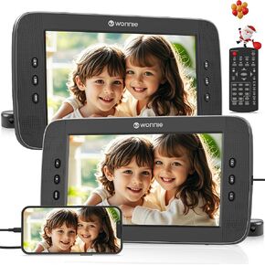 مشغل DVD للسيارة مقاس 10.5 بوصة من WONNIE بشاشة مزدوجة مع مدخل/مخرج HDMI 1080P، ومشغل DVD لمسند الرأس مع نقل إشارة عالي الدقة بالكامل، ودعامات تثبيت، ومحول تيار متردد، ودعم USB/مزامنة للتلفزيون (مشغل واحد + شاشة واحدة) in Kuwait