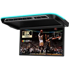 XTRONS 17.3 Inch Motorized Car Overhead Player, 8K FHD IPS Screen Android Car Roof Mount Monitor Built-in Stereo Speakers, Auto Flip Down Car Monitor Support HDMI USB Input