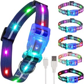 Light Up Dog Collars,LED Dog Collar Rechargeable Waterproof,Prevent Detachment Plastic Buckle Glow Collar for Medium Large Dogs -XL(Size can be Crop)