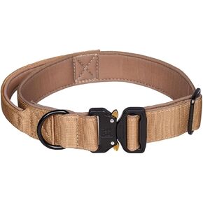 Tactical Dog Collar - Adjustable Military Training Soft Neoprene Padded Nylon Collar with Control Handle and Heavy Duty Metal Buckle for Medium and Large Dogs (L, Hot Pink)