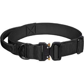 Tactical Dog Collar - Adjustable Military Training Soft Neoprene Padded Nylon Collar with Control Handle and Heavy Duty Metal Buckle for Medium and Large Dogs (L, Hot Pink) in Kuwait