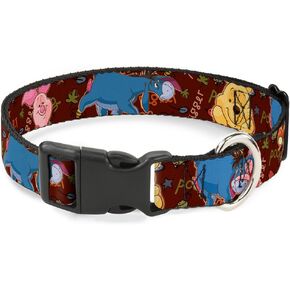 Buckle-Down Plastic Clip Collar - Winnie the Pooh Character Poses - 1" Wide - Fits 11-17" Neck - Medium
