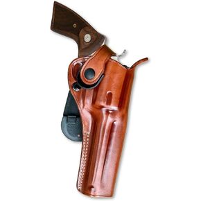Premium Leather Paddle OWB Revolver Holster with Retention Strap, Fits Colt Python 357 Magnum 5" Barrel, Right Hand Draw, Brown Color #1645#