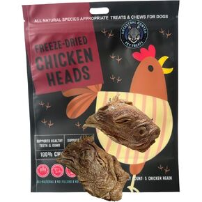 Freeze Dried Chicken Heads for Dogs - Chicken Dog Treats- Made in USA - Freeze Dried Chicken Heads Dog Treats - Pack of 5
