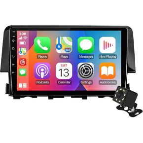 ستيريو سيارة 9 بوصات Android 10 Double Din لسيارة Honda Civic 2016، 2017، 2018، 2019، 2020 IPS شاشة لمس راديو السيارة مع Carplay & Android Auto Support Backup Camera GPS FM Navi BT in Kuwait