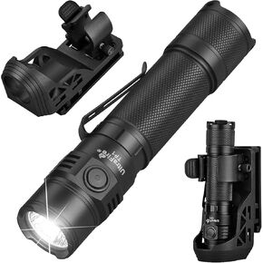 مصباح شرطة ULTRAFIRE 2600 لومن عالي مع حافظة، مصباح يدوي تكتيكي EDC قابل لإعادة الشحن مع حامل حزام واجب، ضوء فلاش مشرق لإنفاذ القانون TP1 in Kuwait
