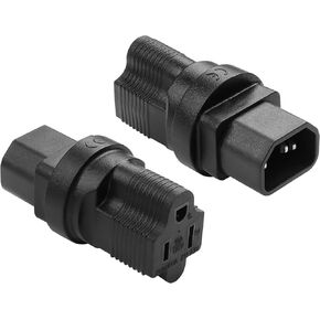 IEC 320 C14 to NEMA 5-15R Power Adapter IEC C14 Male Plug to Nema 5-15R US 3 Pin Female Power Adapter Connector 15A/125V PDU UPS Extension Power Plug Adapter (C14 to 5-15R) 2Pcs